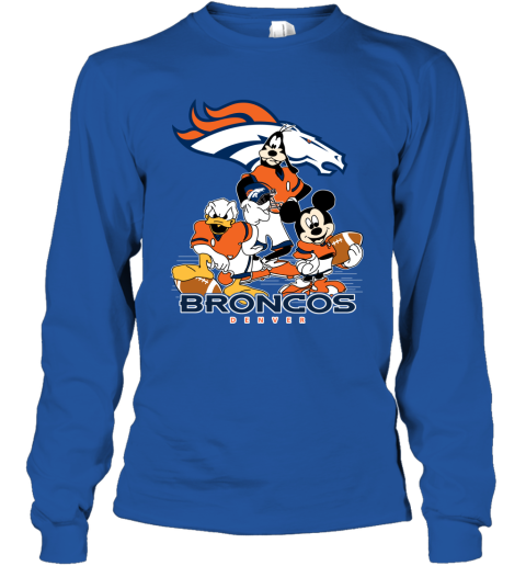 NFL Denver Broncos Mickey Mouse Donald Duck Goofy Football T Shirt