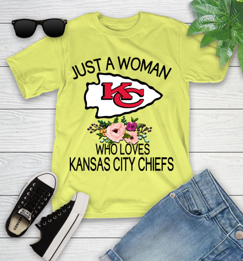 NFL Just A Woman Who Loves Kansas City Chiefs Football Sports Youth T-Shirt 5
