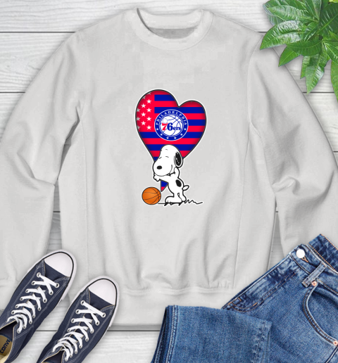 Philadelphia 76ers NBA Basketball The Peanuts Movie Adorable Snoopy Sweatshirt