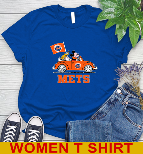 MLB Baseball New York Mets Pluto Mickey Driving Disney Shirt Women's T-Shirt 9