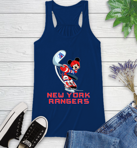 NHL Hockey New York Rangers Cheerful Mickey Mouse Shirt Racerback Tank 8
