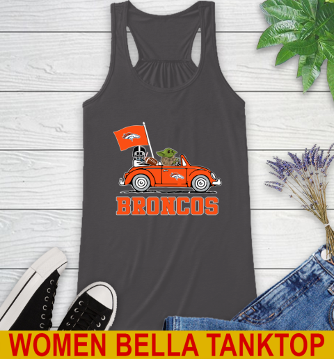 NFL Football Denver Broncos Darth Vader Baby Yoda Driving Star Wars Shirt Racerback Tank 12