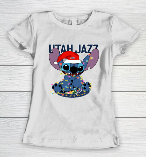 Utah Jazz NBA noel stitch Basketball Christmas Women's T-Shirt