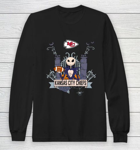 NFL Kansas City Chiefs Football Jack Skellington Halloween Long Sleeve T-Shirt