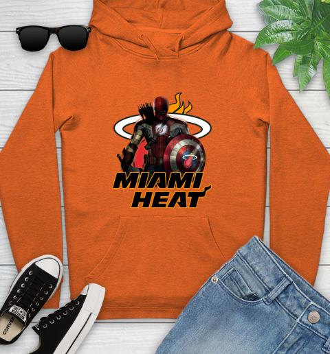 Miami Heat NBA Basketball Captain America Thor Spider Man Hawkeye Avengers Youth Hoodie 5