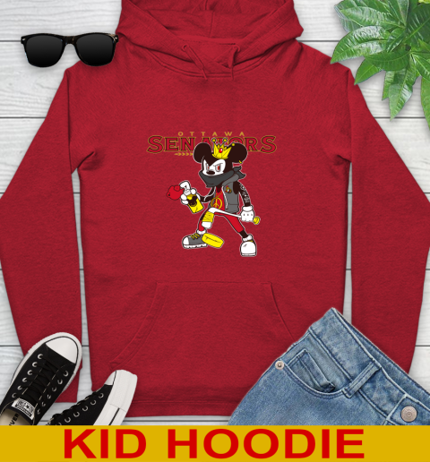 Ottawa Senators NHL Hockey Mickey Peace Sign Sports Youth Hoodie 11