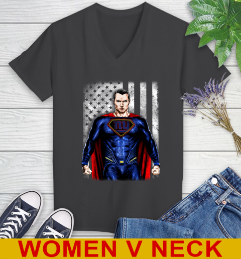 NFL Football New York Giants Superman DC Shirt Women's V-Neck T-Shirt 8