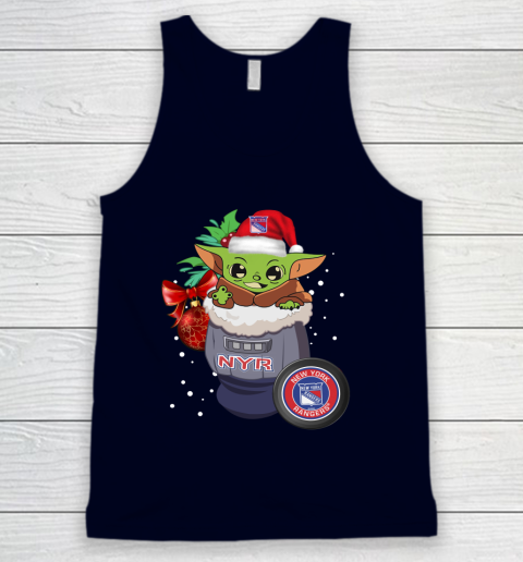 New York Rangers Christmas Baby Yoda Star Wars Funny Happy NHL Tank Top 3