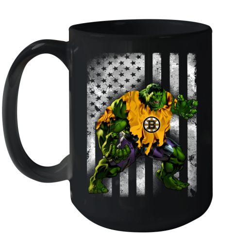 Boston Bruins Hulk Marvel Avengers NHL Hockey American Flag Ceramic Mug 15oz