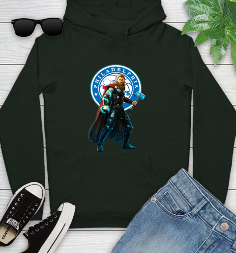 NBA Thor Avengers Endgame Basketball Philadelphia 76ers Youth Hoodie 13