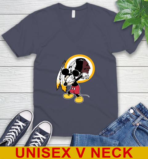 Washington Redskins NFL Football Dabbing Mickey Disney Sports V-Neck T-Shirt 8
