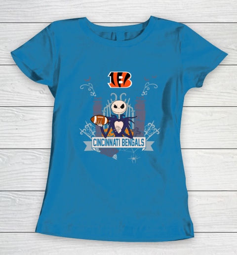 NFL Cincinnati Bengals Football Jack Skellington Halloween Women's T-Shirt 6