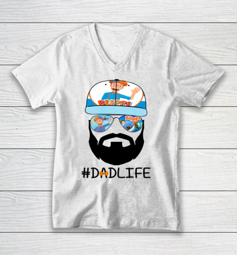 Funny Blippis Bearded Dad Family Lover V-Neck T-Shirt