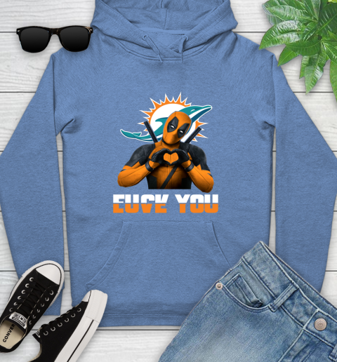 NHL Miami Dolphins Deadpool Love You Fuck You Football Sports Youth Hoodie 13