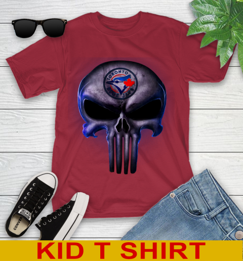Toronto Blue Jays MLB Baseball Punisher Skull Sports Youth T-Shirt 12