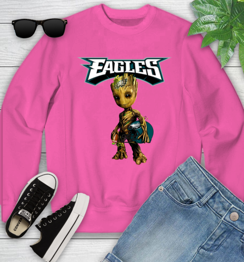 Philadelphia Eagles NFL Football Groot Marvel Guardians Of The Galaxy Youth Sweatshirt 7