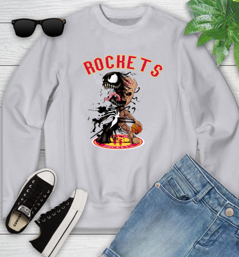 NBA Houston Rockets Basketball Venom Groot Guardians Of The Galaxy Youth Sweatshirt 4