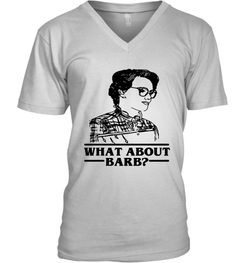 xmqu what about barb stranger things justice for barb shirts v neck unisex 8 front white