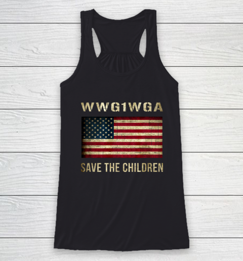 Save Children WWG1WGA American Flag Awareness 2020 Vintage Racerback Tank