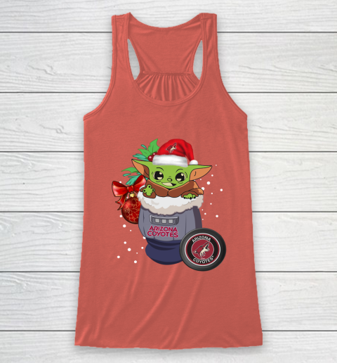 Arizona Coyotes Christmas Baby Yoda Star Wars Funny Happy NHL Racerback Tank 4