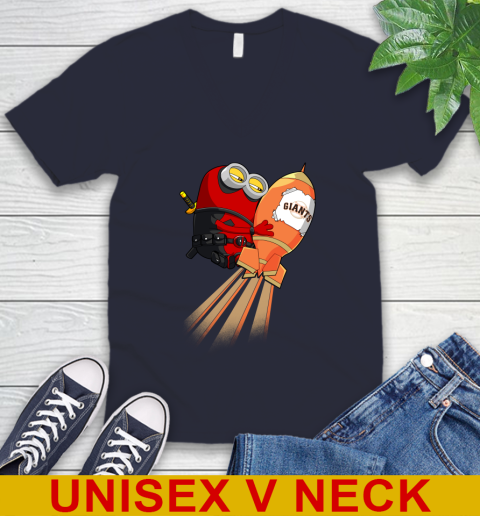 MLB Baseball San Francisco Giants Deadpool Minion Marvel Shirt V-Neck T-Shirt 2