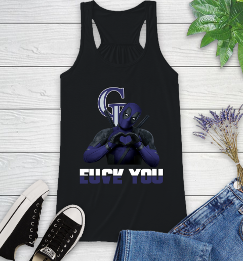 MLB Colorado Rockies Deadpool Love You Fuck You Baseball Sports Racerback Tank