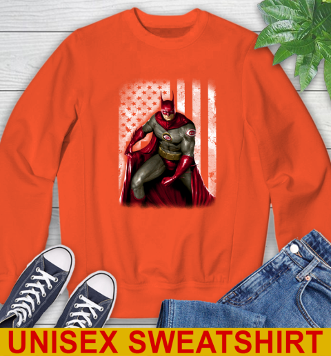 Cincinnati Reds MLB Baseball Batman DC American Flag Shirt Sweatshirt