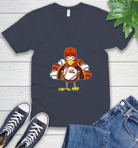 Baltimore Orioles Turkey thanksgiving V-Neck T-Shirt 9