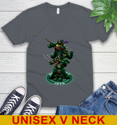 NFL Football New York Jets Teenage Mutant Ninja Turtles Shirt V-Neck T-Shirt 5
