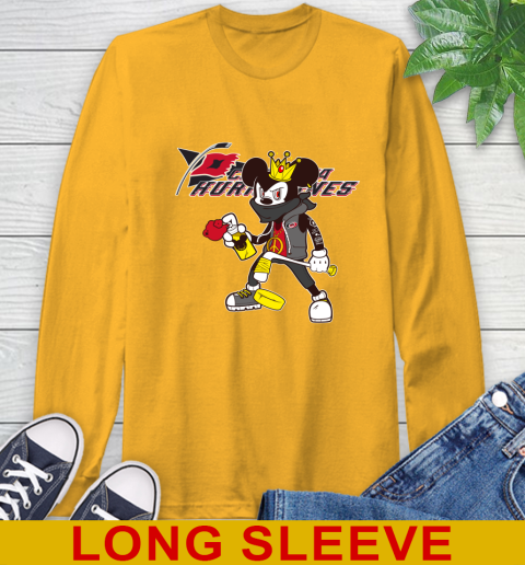 Carolina Hurricanes NHL Hockey Mickey Peace Sign Sports Long Sleeve T-Shirt 3