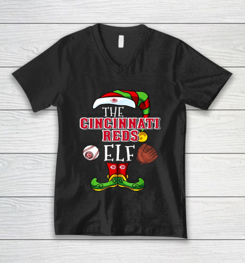 Cincinnati Reds Christmas ELF Funny MLB V-Neck T-Shirt