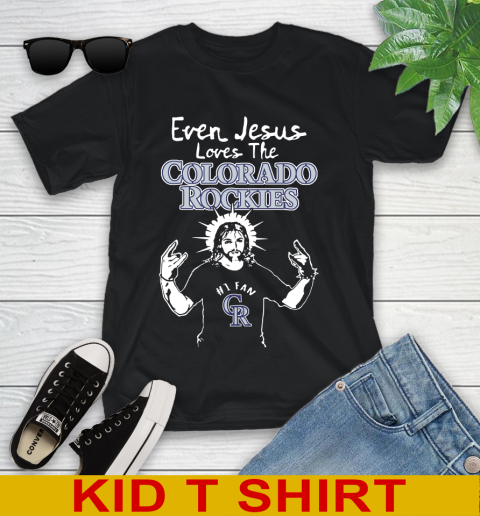 Colorado Rockies MLB Baseball Even Jesus Loves The Rockies Shirt Youth T-Shirt