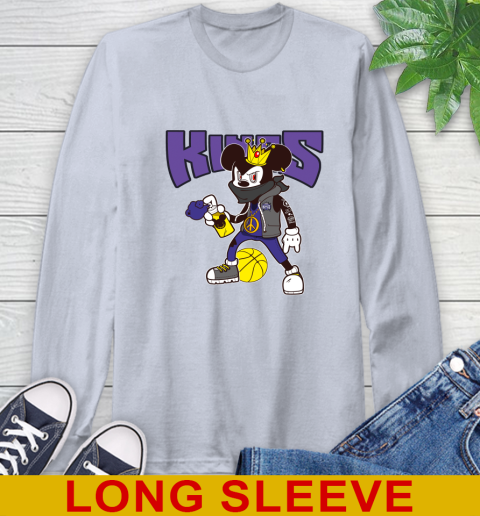 Sacramento Kings NBA Basketball Mickey Peace Sign Sports Long Sleeve T-Shirt 6
