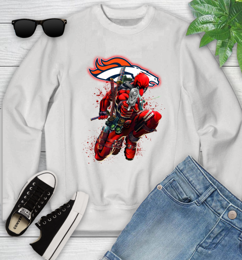 NFL Deadpool Marvel Comics Sports Football Denver Broncos Youth Sweatshirt