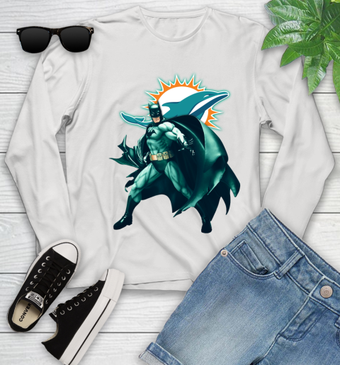 NFL Batman Football Sports Miami Dolphins Youth Long Sleeve