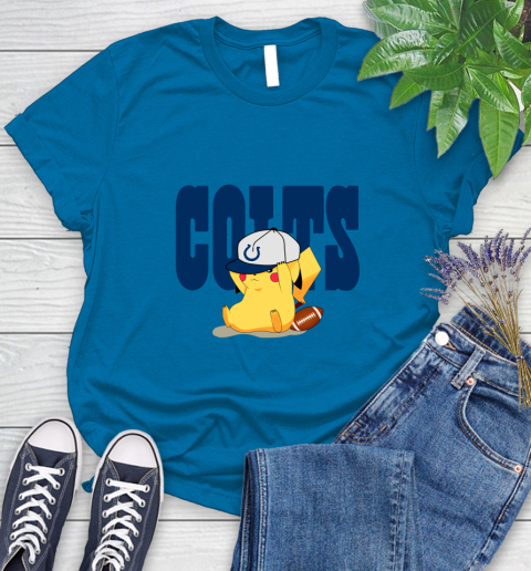 NFL Pikachu Football Sports Indianapolis Colts Women's T-Shirt 7