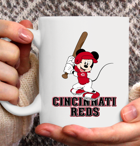 MLB Baseball Cincinnati Reds Cheerful Mickey Mouse Shirt Ceramic Mug 15oz 2