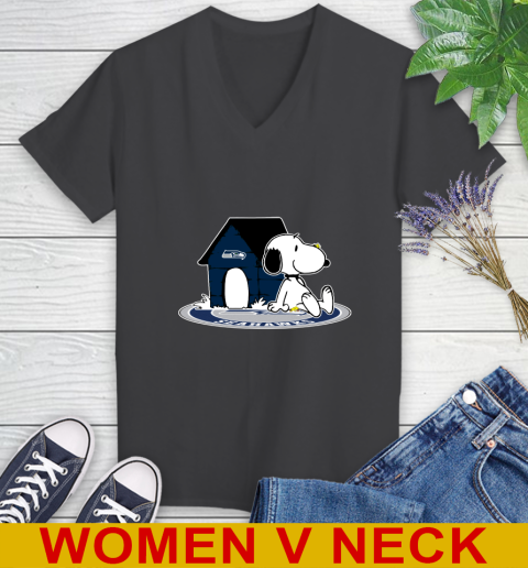NFL Football Seattle Seahawks Snoopy The Peanuts Movie Shirt Women's V-Neck T-Shirt 9
