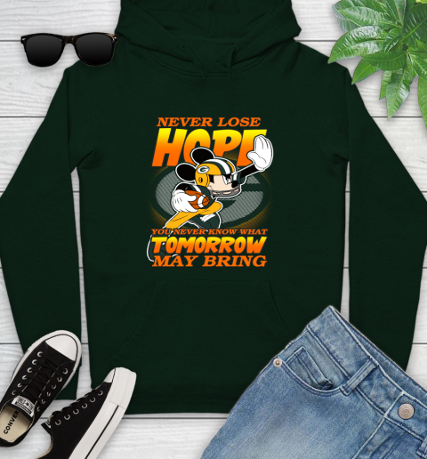 Green Bay Packers NFL Football Mickey Disney Never Lose Hope Youth Hoodie 14