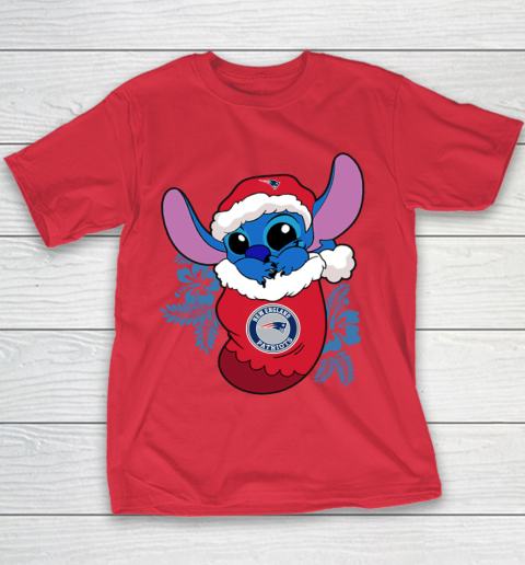 New England Patriots Christmas Stitch In The Sock Funny Disney NFL Youth T-Shirt 9