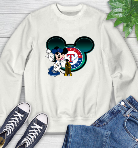 MLB Texas Rangers The Commissioner's Trophy Mickey Mouse Disney Sweatshirt
