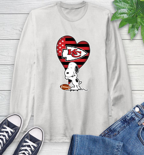 Kansas City Chiefs NFL Football The Peanuts Movie Adorable Snoopy Long Sleeve T-Shirt