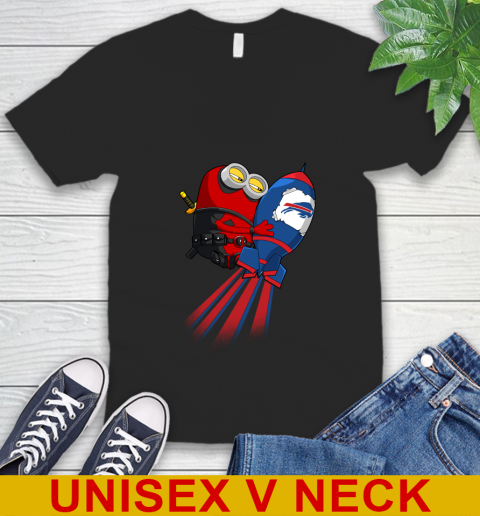 NFL Football Buffalo Bills Deadpool Minion Marvel Shirt V-Neck T-Shirt