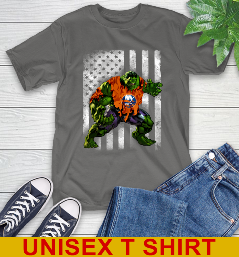 New York Islanders Hulk Marvel Avengers NHL Hockey American Flag T-Shirt 10