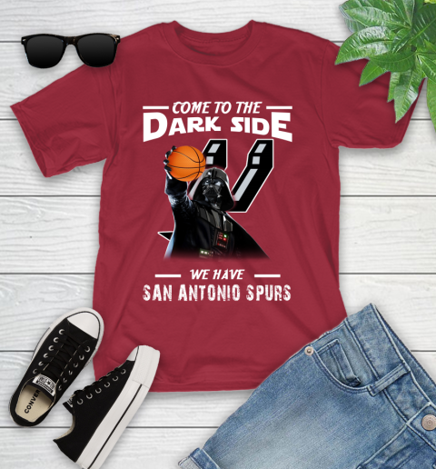 NBA Come To The Dark Side We Have San Antonio Spurs Star Wars Darth Vader Basketball Youth T-Shirt 14