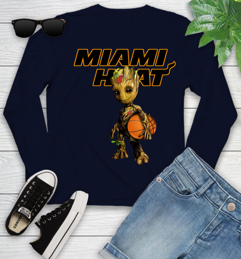 Miami Heat NBA Basketball Groot Marvel Guardians Of The Galaxy Youth Long Sleeve 3