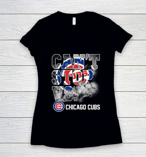 MLB Chicago Cubs Baseball Can't Stop Vs Chicago Cubs Women's V-Neck T-Shirt