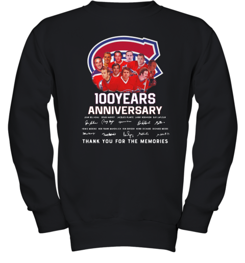 100 Years Anniversary Montreal Canadiens Thank You For The Memories Youth Sweatshirt