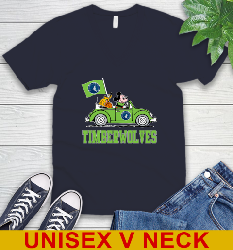 NBA Basketball Minnesota Timberwolves Pluto Mickey Driving Disney Shirt V-Neck T-Shirt 3