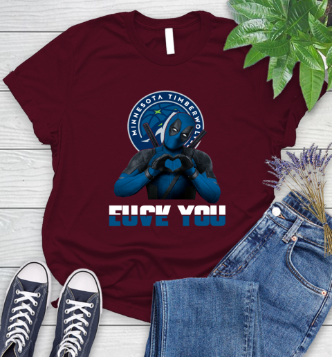 NBA Minnesota Timberwolves Deadpool Love You Fuck You Basketball Sports Women's T-Shirt 7